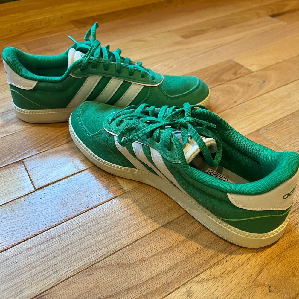 Adidas Green and White Sneakers